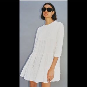 NWT Zara Texture Weave White Tunic Dress size lg